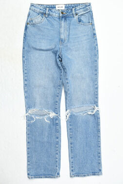 ROLLA'S Original High Rise Straight Leg Jeans Womens 27 Blue Distressed Denim